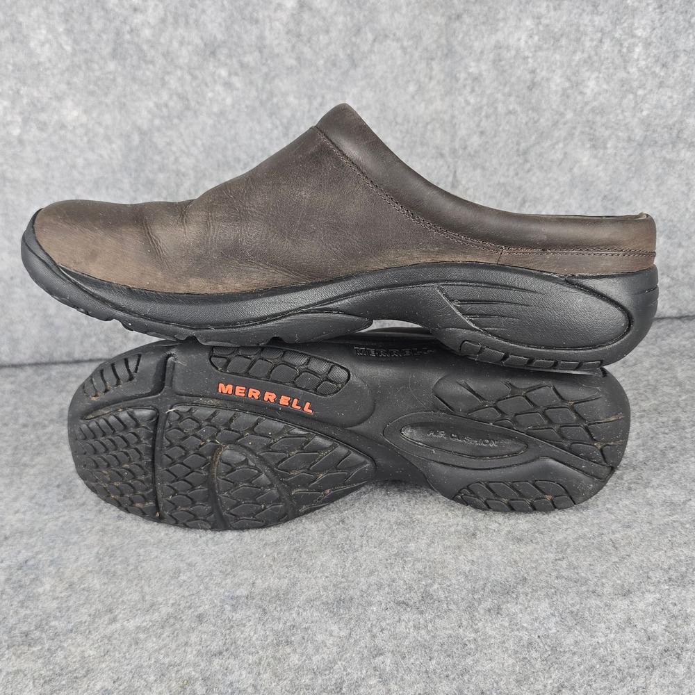 Merrell Encore Clog Mens 11 Espresso Brown Leather Faux Fur Lining Air Cushion